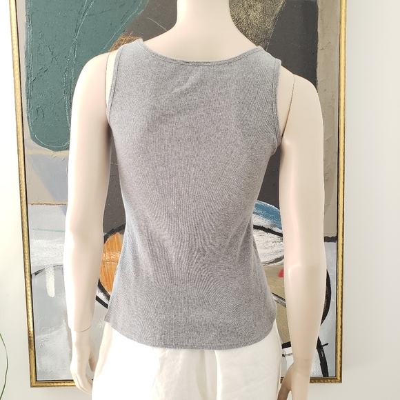 Tahari | Rib Knit Cotton Tank Top with Silver Shimmer - Picture 2 of 5